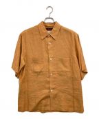 CABANキャバン）の古着「リネン ダブルパッチポケットハーフスリーブシャツ」｜オレンジ