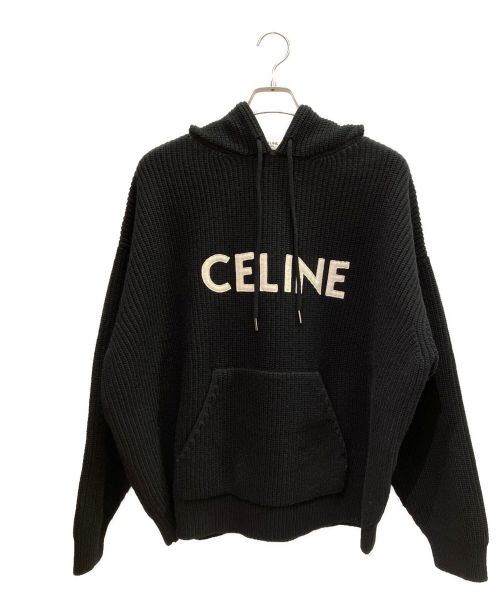 CELINE（セリーヌ）CELINE (セリーヌ) フード付きセーター / リブ編みウール ブラック サイズ:Sの古着・服飾アイテム
