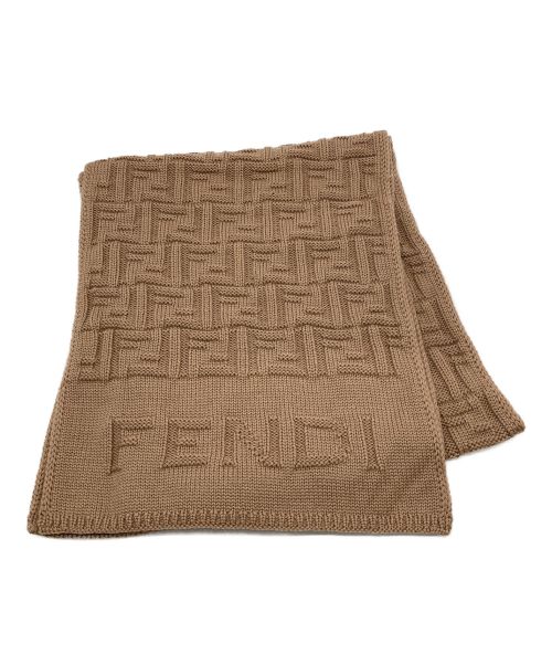 FENDI（フェンディ）FENDI (フェンディ) ズッカ柄ニットマフラー ベージュの古着・服飾アイテム