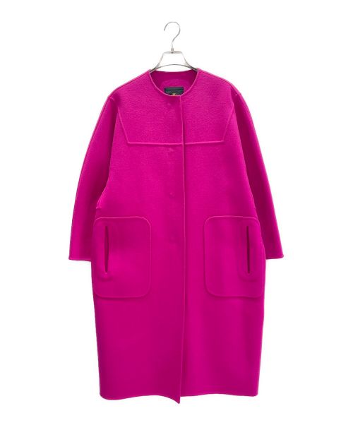 DRAWER（ドゥロワー）DRAWER (ドゥロワー) ウールカシミヤ リバーノーカラーコート ピンク サイズ:36の古着・服飾アイテム