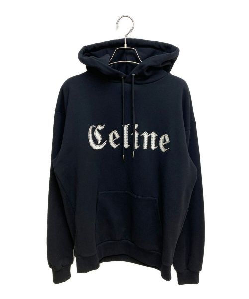 CELINE（セリーヌ）CELINE (セリーヌ) 22SS スタッズ付き CELINE フーディ / コットンフリース ブラック サイズ:Sの古着・服飾アイテム