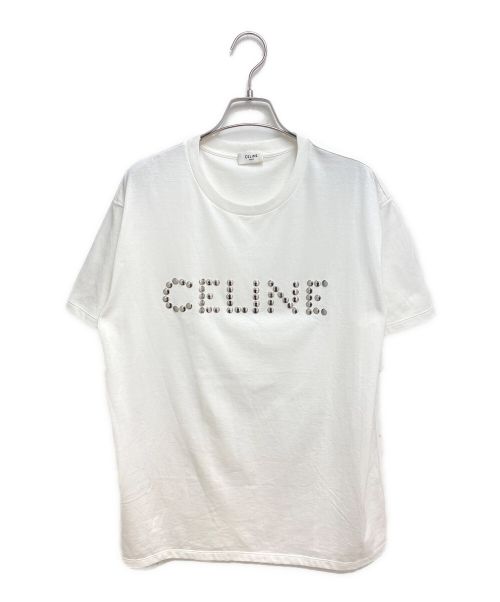 CELINE（セリーヌ）CELINE (セリーヌ) 22SS スタッズ付き CELINE ルーズTシャツ / コットンジャージー ホワイト サイズ:Sの古着・服飾アイテム