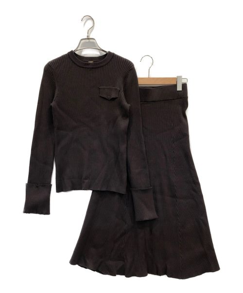 Mila Owen（ミラオーウェン）Mila Owen (ミラオーウェン) SETUPポケット付袖折り返しニットトップス ブラウン サイズ:1の古着・服飾アイテム