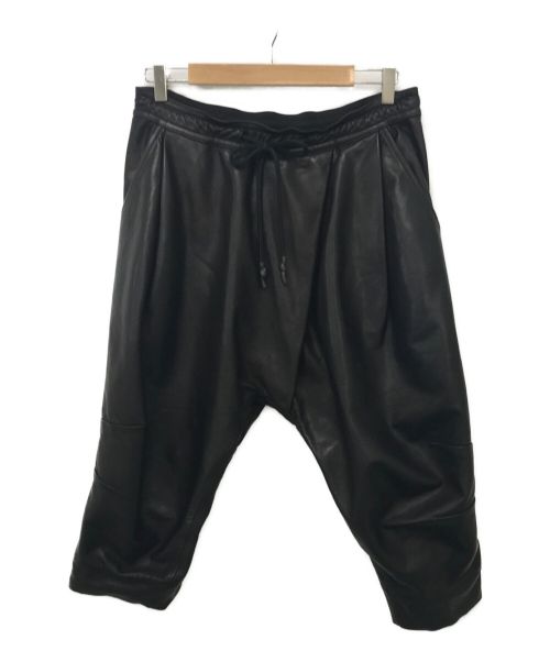 ripvanwinkle（リップヴァンウィンクル）ripvanwinkle (リップヴァンウィンクル) SARROUEL LEATHER JERSEY PANTS ブラック サイズ:4の古着・服飾アイテム