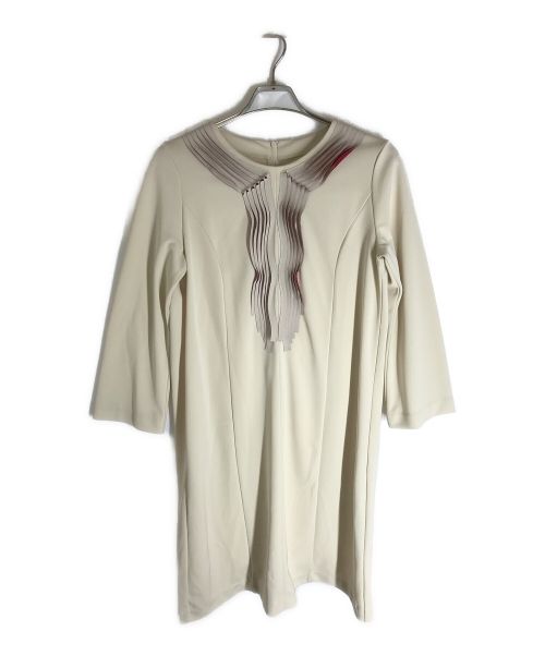 HIROKO BIS（ヒロコビス）HIROKO BIS (ヒロコビス) デザインジャージードレス ベージュ サイズ:9の古着・服飾アイテム