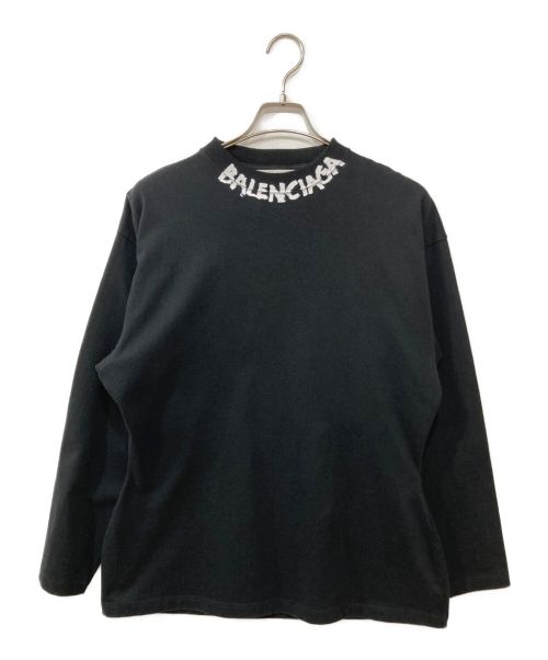 BALENCIAGA（バレンシアガ）BALENCIAGA (バレンシアガ) ネックプリントロングスリーブTシャツ ブラック サイズ:XSの古着・服飾アイテム