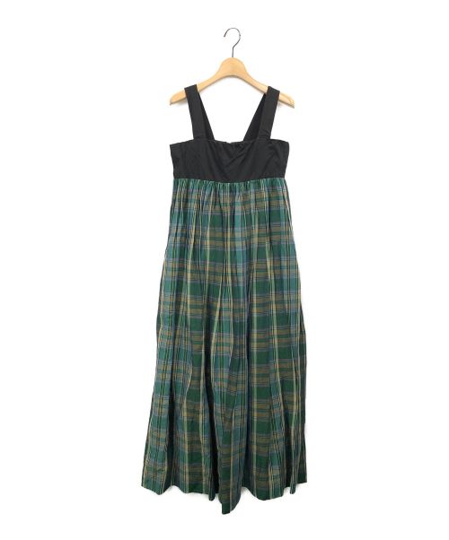 SCYE（サイ）Scye (サイ) Cotton and Linen Blend Plaid Summer Dress グリーン サイズ:36の古着・服飾アイテム