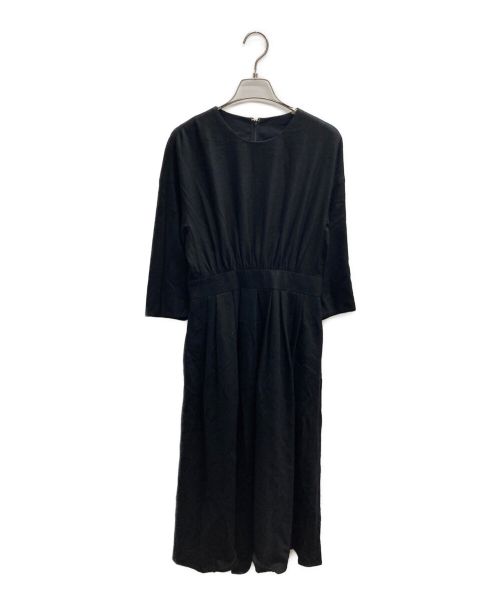 BALLSEY（ボールジィ）BALLSEY (ボールジィ) ウールナイロンジャージー ウエストギャザーワンピース ブラック サイズ:34の古着・服飾アイテム