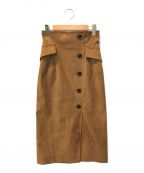 PUBLIC TOKYOパブリックトウキョウ）の古着「スエードボンディングスカート」｜ブラウン
