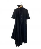 yohji yamamoto+noirヨウジヤマモトプリュスノアール）の古着「シャーリングドレス」｜ブラック
