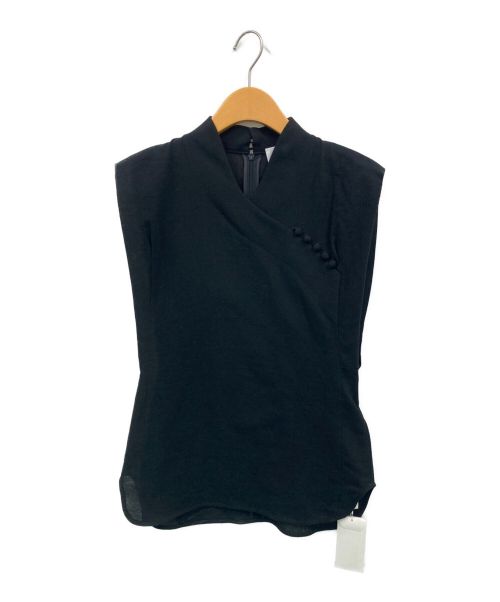 Mame Kurogouchi（マメクロゴウチ）Mame Kurogouchi (マメクロゴウチ) Crepe Buttoned V-Neck Top ブラック サイズ:2 未使用品の古着・服飾アイテム