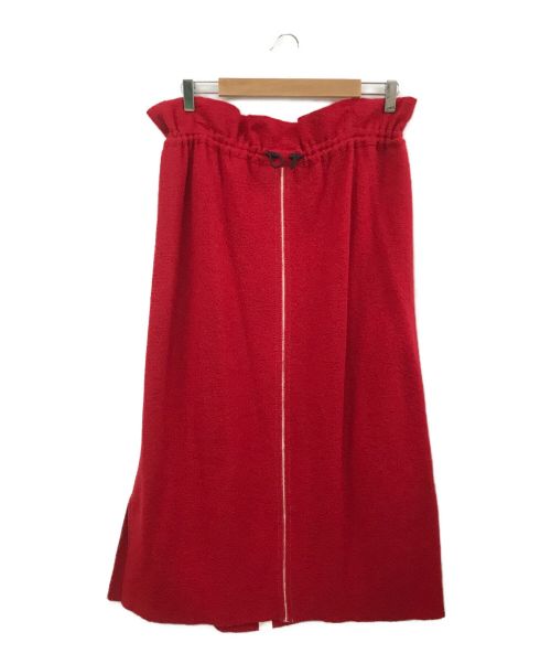 PLAIN PEOPLE（プレインピープル）PLAIN PEOPLE (プレインピープル) ウールブークレーギャザースカート レッド サイズ:3の古着・服飾アイテム