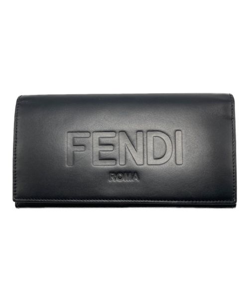 FENDI（フェンディ）FENDI (フェンディ) エンボスロゴ長財布 ブラックの古着・服飾アイテム