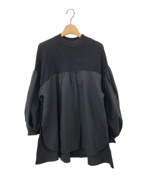 ELENDEEK（エレンディーク）ELENDEEK (エレンディーク) ケーブルネックミックスチュニック ブラック サイズ:Fの古着・服飾アイテム
