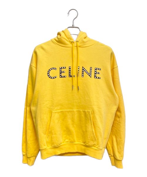 CELINE（セリーヌ）CELINE (セリーヌ) スタッズ付 ルーズフーディ イエロー サイズ:XSの古着・服飾アイテム