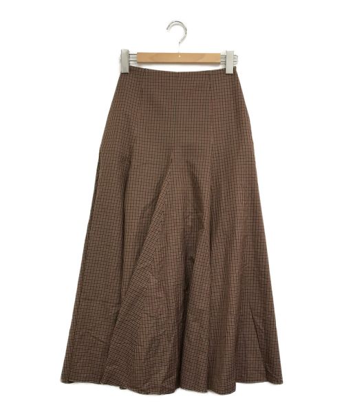ATON（エイトン）ATON (エイトン) COTTON SILK フレアスカート ブラウン サイズ:1の古着・服飾アイテム