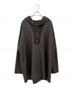 Y's）の古着「MIDDLE PLAIN STITCH BUTTON HOODED LONG T」｜カーキ