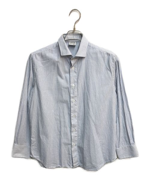 BASERANGE（ベースレンジ）BASERANGE (ベースレンジ) ストライプシャツ ライトブルー サイズ:XSの古着・服飾アイテム