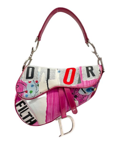 Christian Dior（クリスチャン ディオール）Christian Dior (クリスチャン ディオール) サドルバッグ ピンク×ホワイトの古着・服飾アイテム