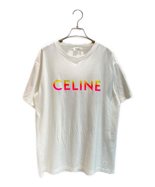CELINE（セリーヌ）CELINE (セリーヌ) グラデーションロゴプリントルーズTシャツ ホワイト サイズ:Sの古着・服飾アイテム