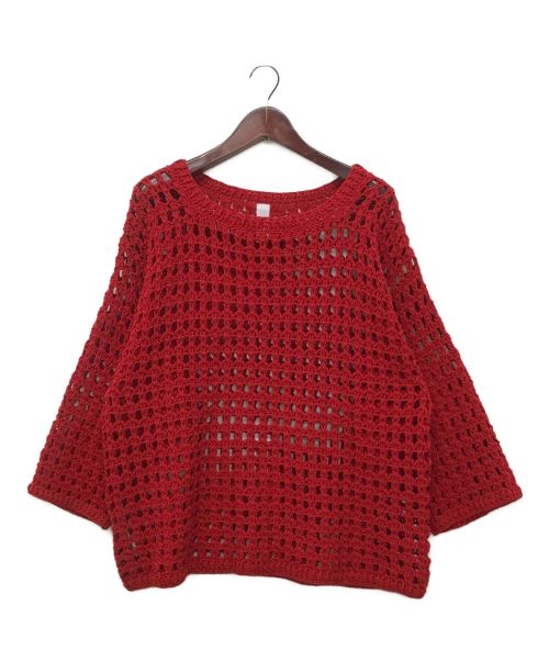 Niche.（ニッチ）Niche. (ニッチ) Crochet Long Sleeve Knit レッド サイズ:-の古着・服飾アイテム