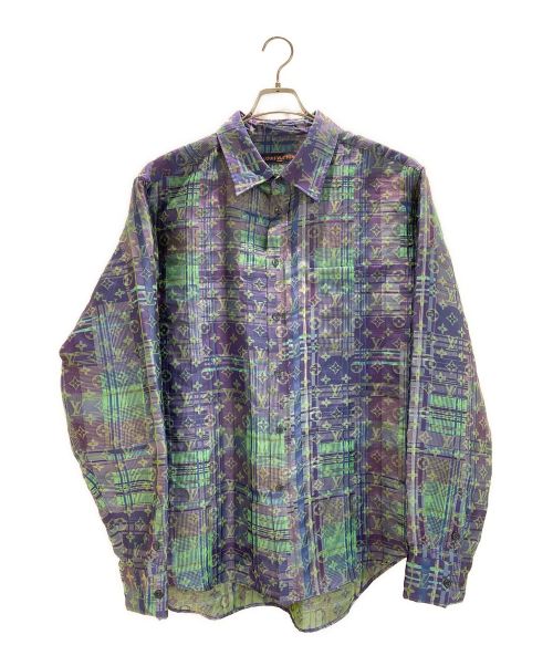 LOUIS VUITTON（ルイ ヴィトン）LOUIS VUITTON (ルイ ヴィトン) モノグラムネオンチェックシャツ パープル×グリーン サイズ:4L 未使用品の古着・服飾アイテム