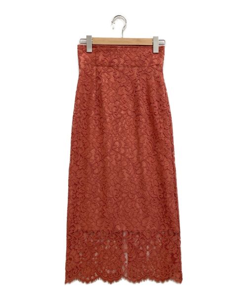 Noble（ノーブル）Noble (ノーブル) リバーレースIラインスカート ピンク サイズ:34の古着・服飾アイテム