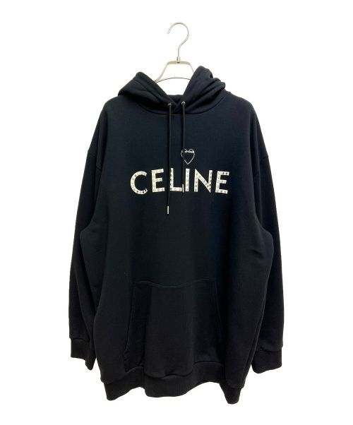 CELINE（セリーヌ）CELINE (セリーヌ) ルーズフーディ/アーティストプリント ブラック サイズ:Sの古着・服飾アイテム