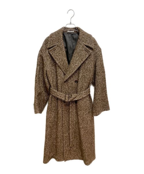 AURALEE（オーラリー）AURALEE (オーラリー) WOOL ALPACA HERRINGBONE TWEED DOUBLE COAT ブラウン サイズ:XSの古着・服飾アイテム
