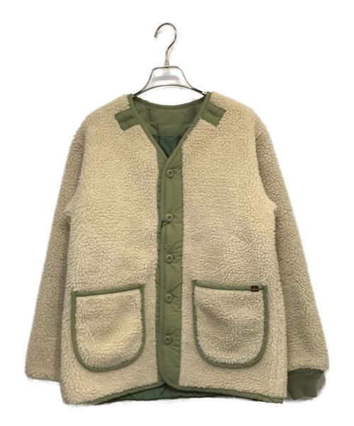 ALPHA（アルファ）ALPHA (アルファ) フリースジャケット カーキ×ベージュ サイズ:SMALLの古着・服飾アイテム