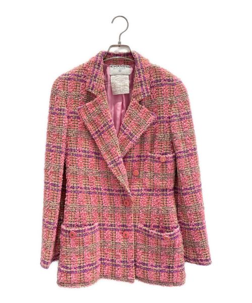 CHANEL（シャネル）CHANEL (シャネル) ツイードテーラードジャケット ピンク サイズ:36の古着・服飾アイテム