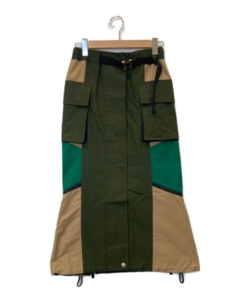 sacai（サカイ）sacai (サカイ) ハイブリッドカーゴスカート カーキ サイズ:1の古着・服飾アイテム