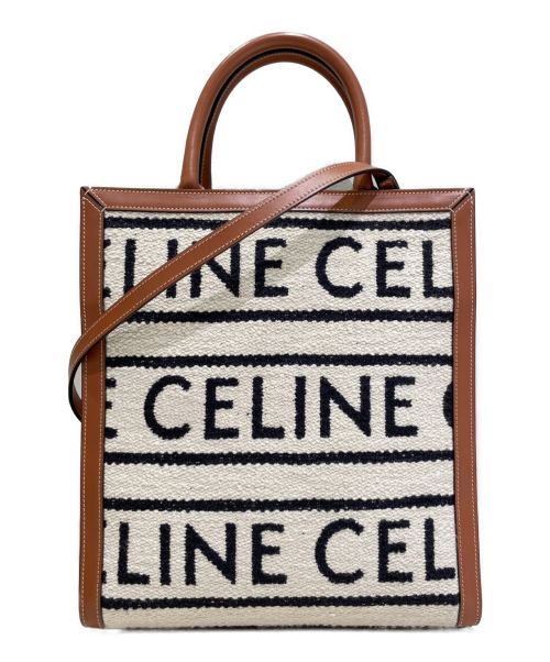 CELINE（セリーヌ）CELINE (セリーヌ) スモール バーティカルカバ ブラウン×ホワイト サイズ:スモールの古着・服飾アイテム