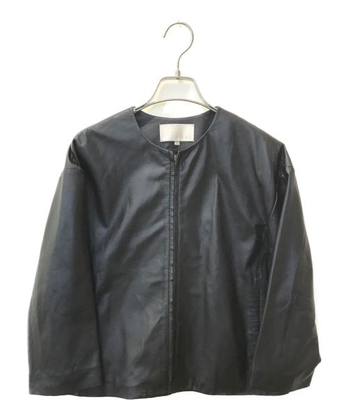 自由区（ジユウク）自由区 (ジユウク) ノーカラーレザージャケット ブラック サイズ:32の古着・服飾アイテム