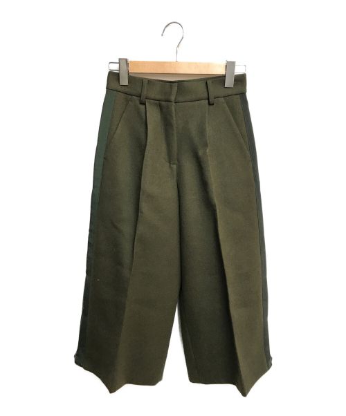 sacai（サカイ）sacai (サカイ) メルトンウールサイドラインパンツ オリーブの古着・服飾アイテム