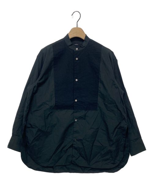 LOEFF（ロエフ）LOEFF (ロエフ) コットンピンタックバンドカラーシャツ ブラックの古着・服飾アイテム