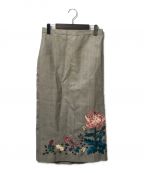 ERDEMアーデム）の古着「フラワー刺繍スカート」｜キャメル