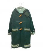BURBERRY LONDON ENGLANDバーバリー ロンドン イングランド）の古着「Double-faced Wool Stripe Detail Duffle Coat」｜グリーン