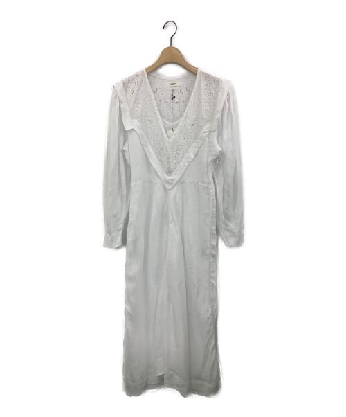 ISABEL MARANT ETOILE（イザベルマランエトワール）ISABEL MARANT ETOILE (イザベルマランエトワール) レースVネック ロングワンピース ホワイト サイズ:36の古着・服飾アイテム