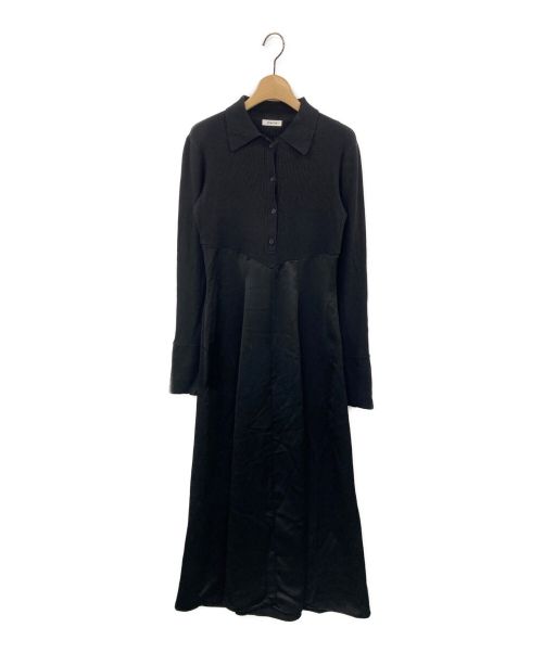FRAY ID（フレイ アイディー）FRAY ID (フレイ アイディー) ポロカラーニットコンビワンピ ブラック サイズ:ONE SIZEの古着・服飾アイテム