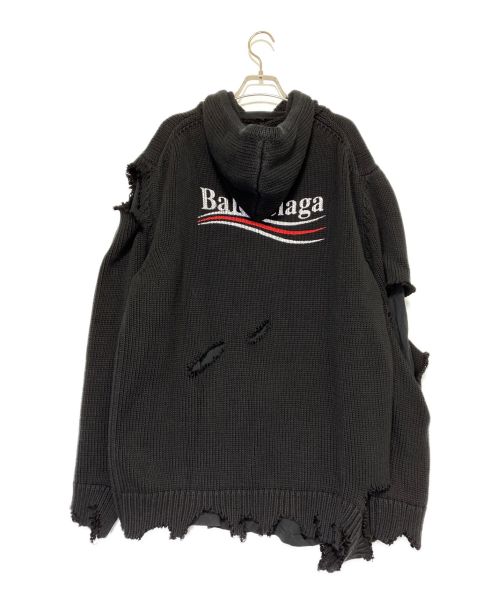 BALENCIAGA（バレンシアガ）BALENCIAGA (バレンシアガ) Campaign Destroyed Hoodie ブラック サイズ:Sの古着・服飾アイテム