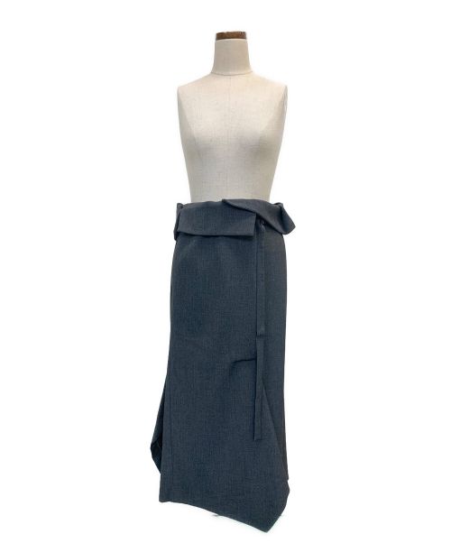 ENFOLD（エンフォルド）ENFOLD (エンフォルド) ベルト付ダブルクロススカート グレー サイズ:38の古着・服飾アイテム