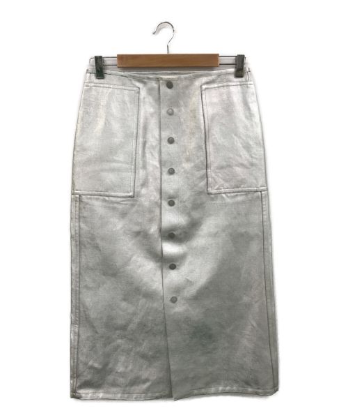 BLAMINK（ブラミンク）BLAMINK (ブラミンク) フロントボタンリバーシブルスカート シルバー サイズ:38の古着・服飾アイテム