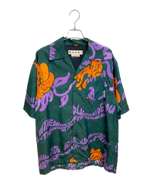 MARNI（マルニ）MARNI (マルニ) camp collar floral slogan shirt グリーン サイズ:44の古着・服飾アイテム