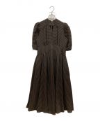 HER LIP TOハーリップトゥ）の古着「Striped Midi Dress ストライプ ミディ ドレス ワンピース」｜ブラック