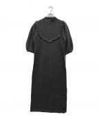 HER LIP TOハーリップトゥ）の古着「Belted Ruffle Cable-Knit Dress」｜グレー