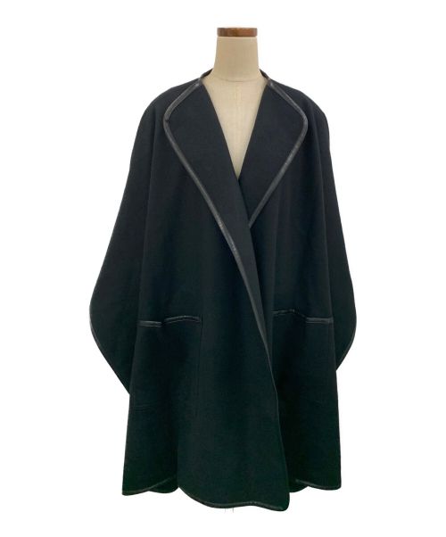 HARDY NOIR（アルディーノアール）HARDY NOIR (アルディーノアール) フェイクレザーパイピングポンチョ ブラック サイズ:Fの古着・服飾アイテム