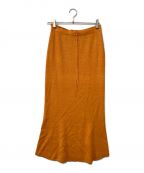 Plageプラージュ）の古着「Linenセミフレアニットスカート」｜オレンジ