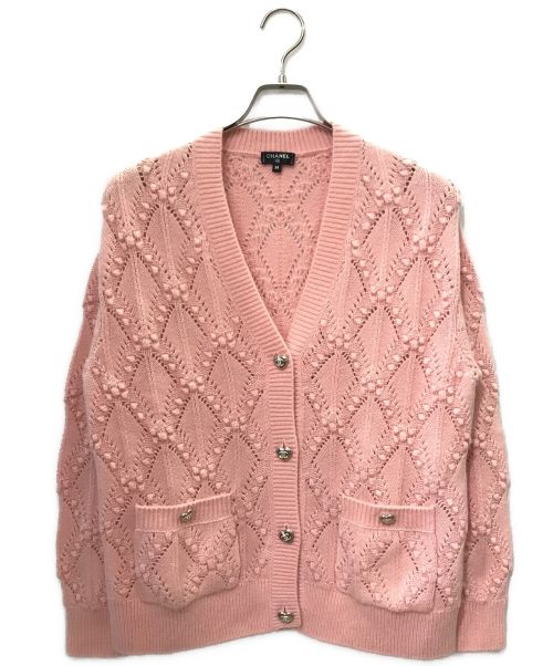 CHANEL（シャネル）CHANEL (シャネル) カシミヤVネックカーディガン ピンク サイズ:38の古着・服飾アイテム