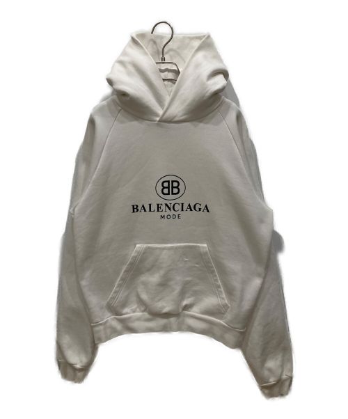 BALENCIAGA（バレンシアガ）BALENCIAGA (バレンシアガ) BB Logo Pull Over Parka BBロゴ プルオーバーパーカー 508118 ホワイト サイズ:Mの古着・服飾アイテム